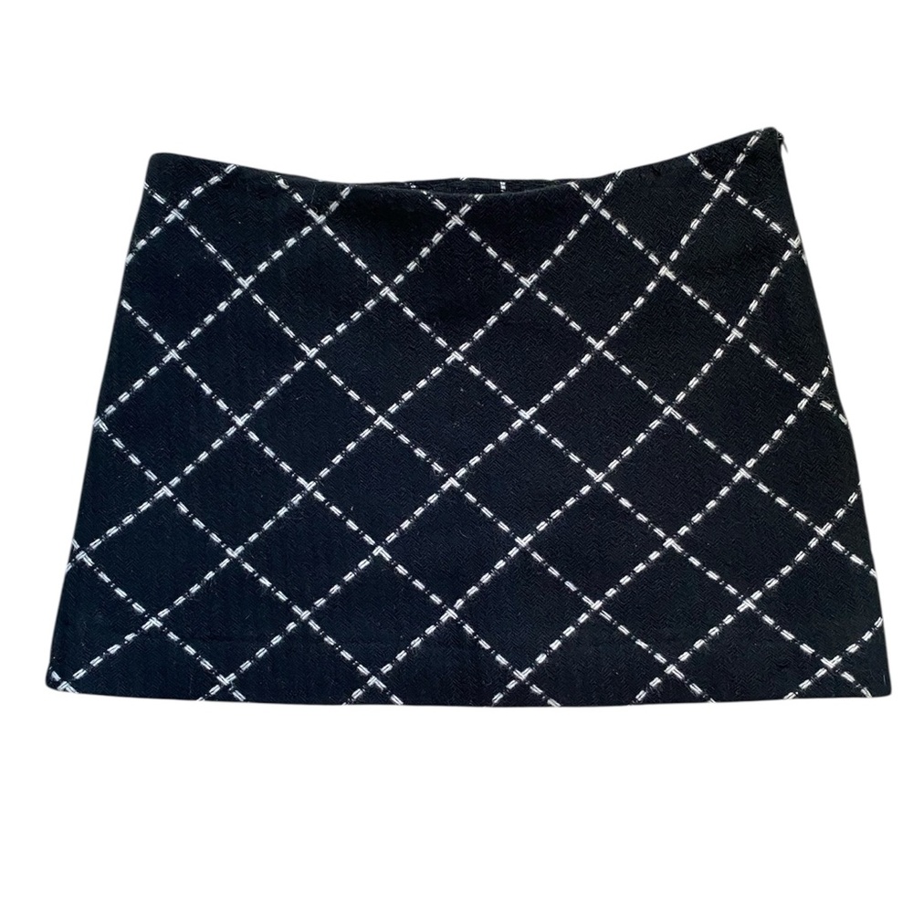 90s Y2K Vintage Ben Sherman Low Waist Wool Black White Plaid Micro Mini Skirt 6